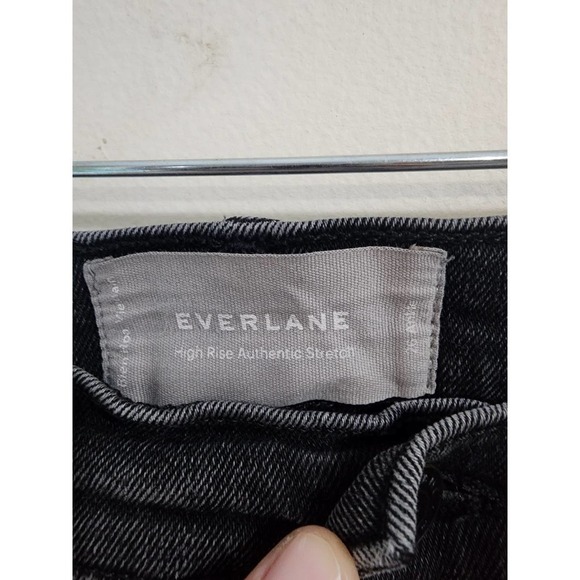 Everlane High Rise Button Fly Black Denim Authentic Stretch 26 Ankle Skinny Jean - Picture 4 of 11